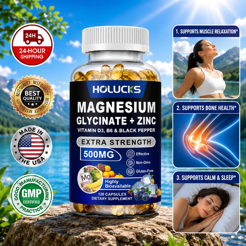 Magnesium Glycinate Capsule - Organic Magnesium Zinc Supplement, with Vitamin