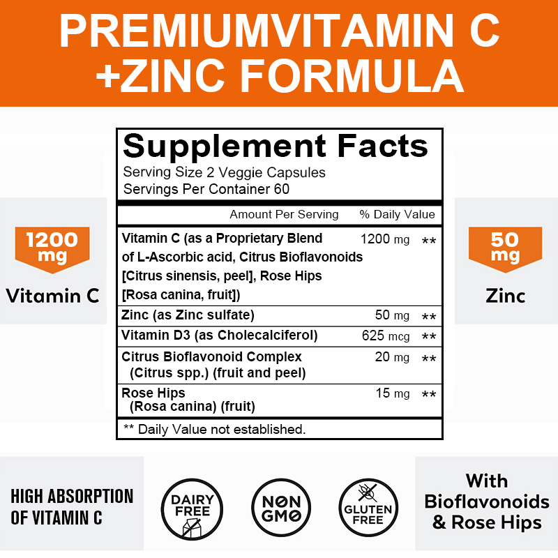 1200 Mg Vitamin C Capsules - w - огляд і ціна Zinc Supplement 50Mg