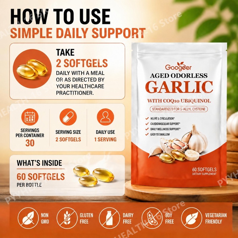 Aged Odorless Garlic Softgels  - огляд і ціна Coq10 Ubiquinol Softgel