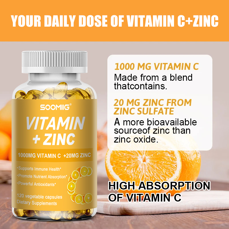Vitamin C 1000mg + Zinc 20mg C - огляд і ціна Zinc Supplement 50Mg